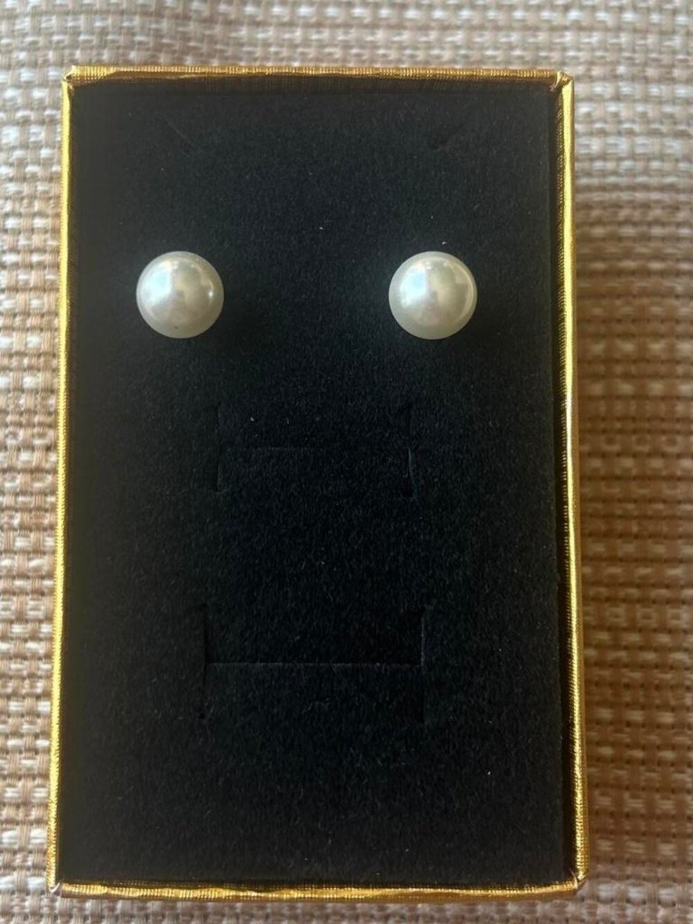 White Faux Pearl Stud Earrings Gold Tone Costume Jewelry